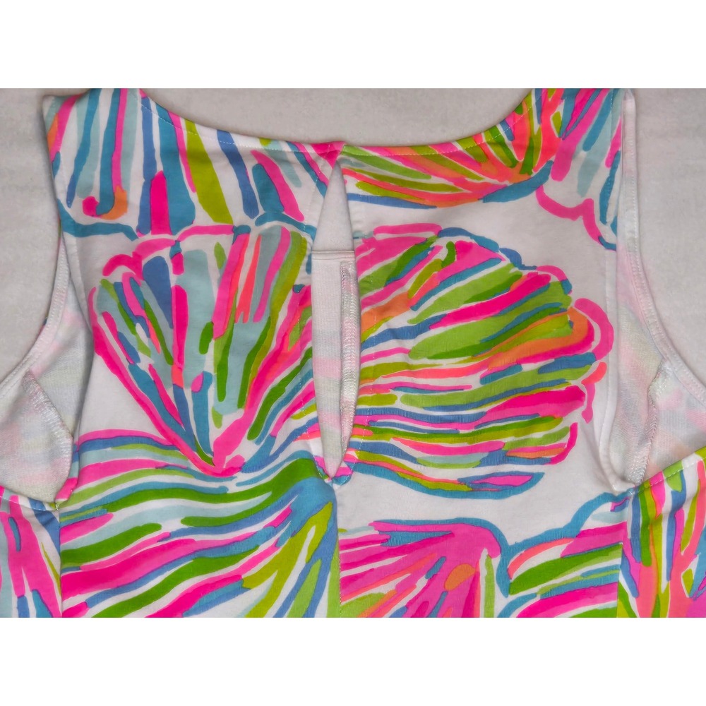 Lilly Pulitzer Sleeveless Shift Dress Pink Green Shell Print Size L Keyhole Back - Picture 8 of 9